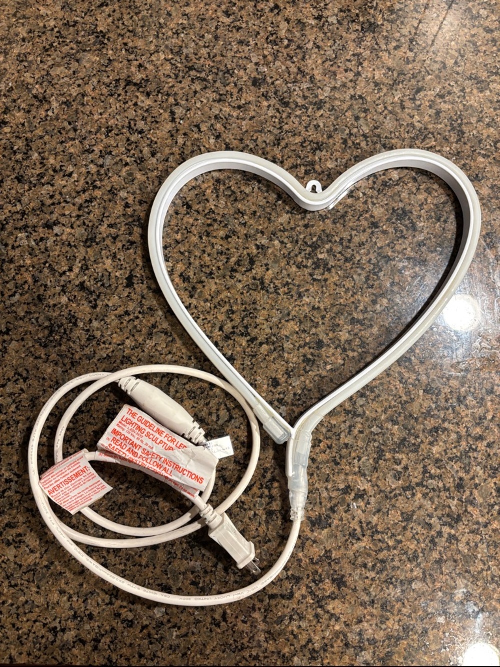 Orange/ White Heart Neon LED Light